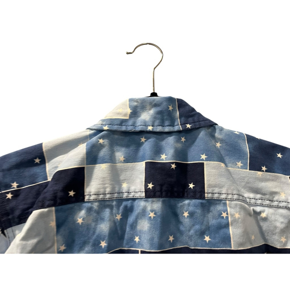 Fresh Prince Of Bel Air Shacket Long Sleeve Size Medium Men's Stars Blue Button - Picture 7 of 7